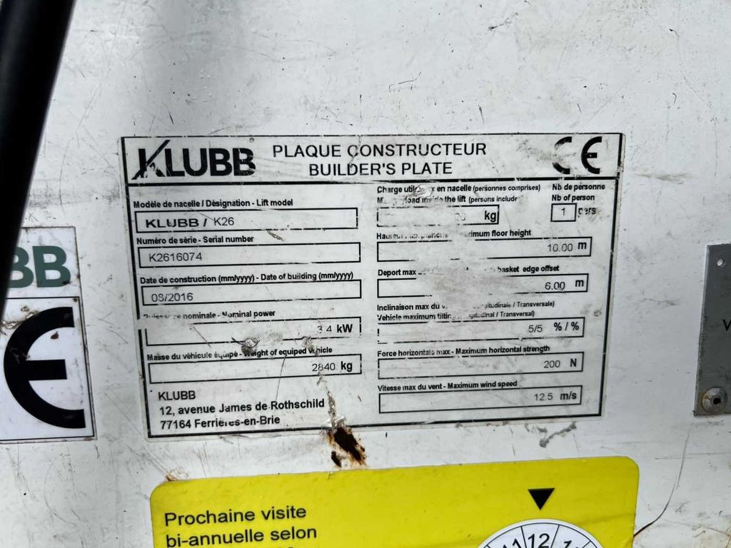 Camión con plataforma elevadora, Furgoneta Renault Master 2.3 dCi / KLUBB K26, 12m: foto 12
