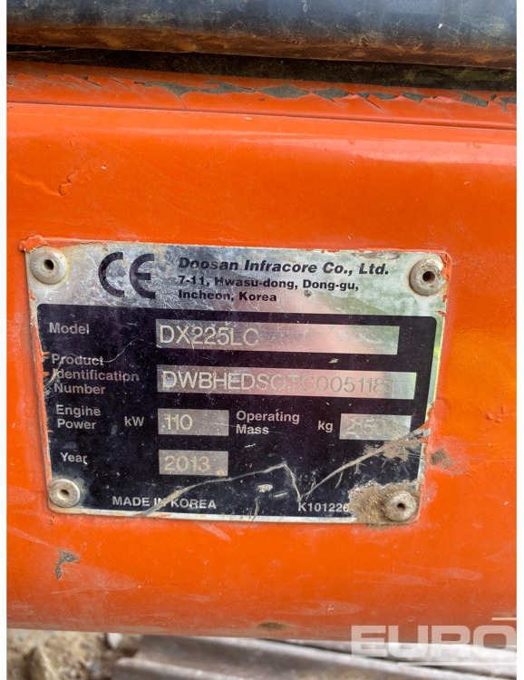 2013 Doosan DX225LC - Excavadora de cadenas: foto 5 2013 Doosan DX225LC - Excavadora de cadenas: foto 5