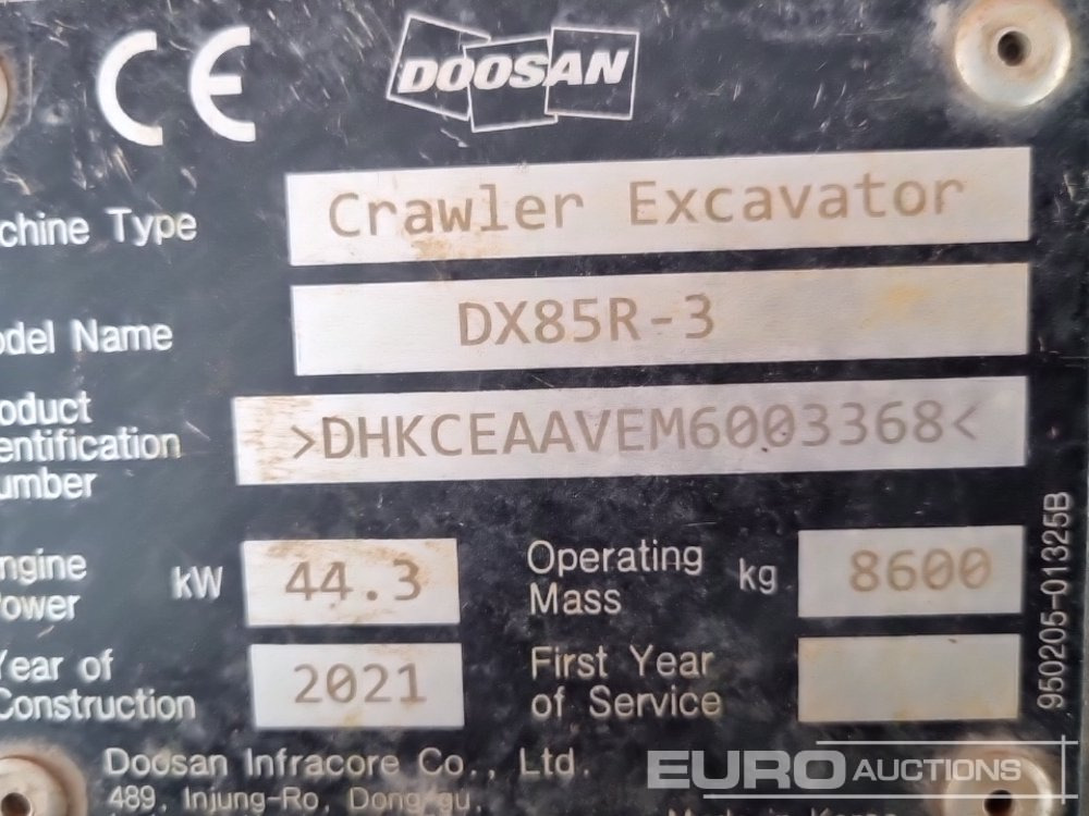 Miniexcavadora 2021 Doosan DX85R-3: foto 44