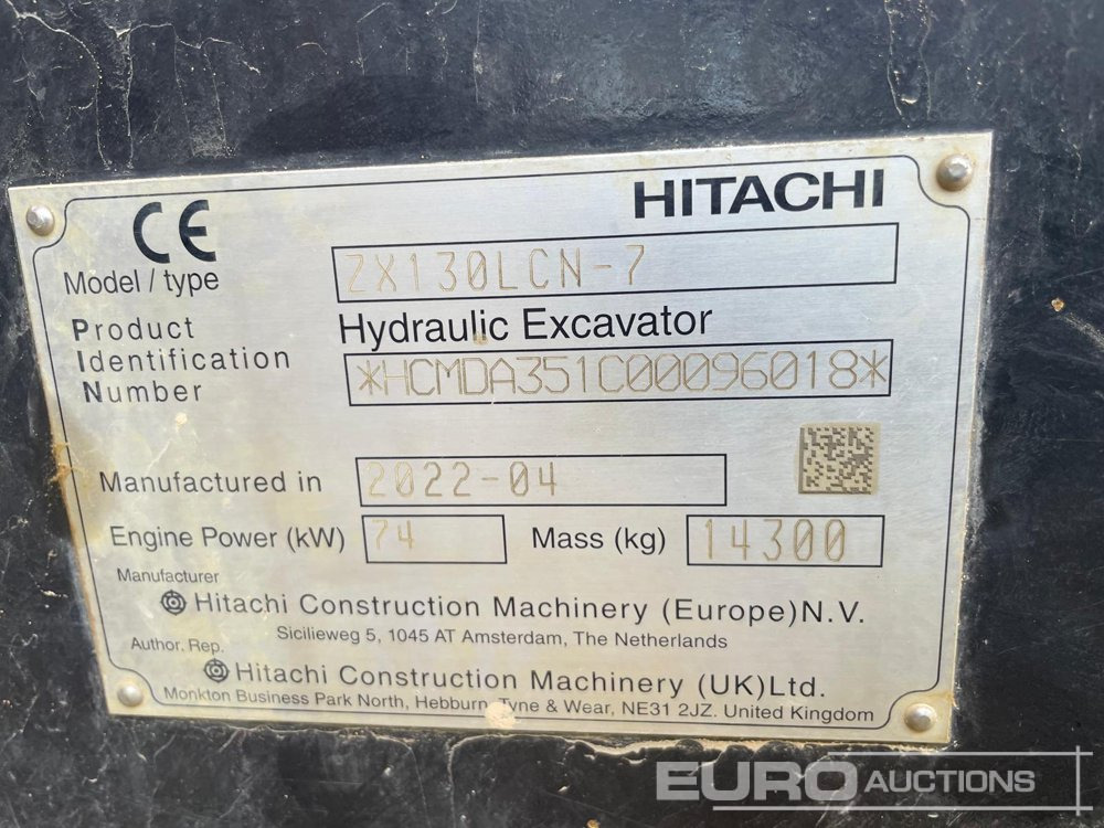 2022 Hitachi ZX130LCN-7 - Excavadora de cadenas: foto 5 2022 Hitachi ZX130LCN-7 - Excavadora de cadenas: foto 5