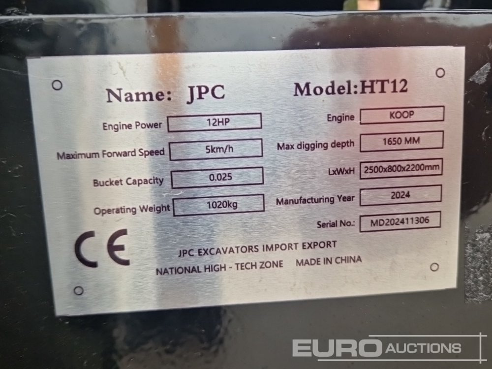 Miniexcavadora Unused 2024 JPC HT12: foto 47
