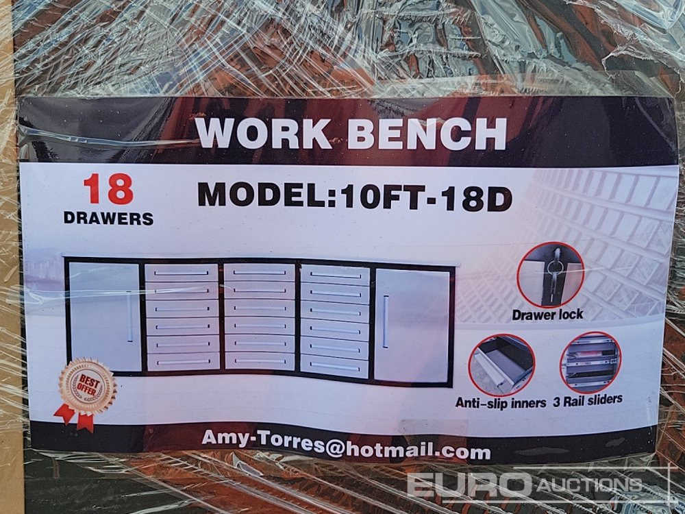 Unused 2025 10' Work Bench, 18 Drawers, 2 Cabinets - Equipo de taller: foto 1 Unused 2025 10' Work Bench, 18 Drawers, 2 Cabinets - Equipo de taller: foto 1