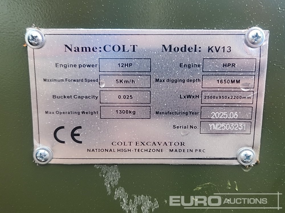 Unused 2025 Colt KV13 - Miniexcavadora: foto 2 Unused 2025 Colt KV13 - Miniexcavadora: foto 2