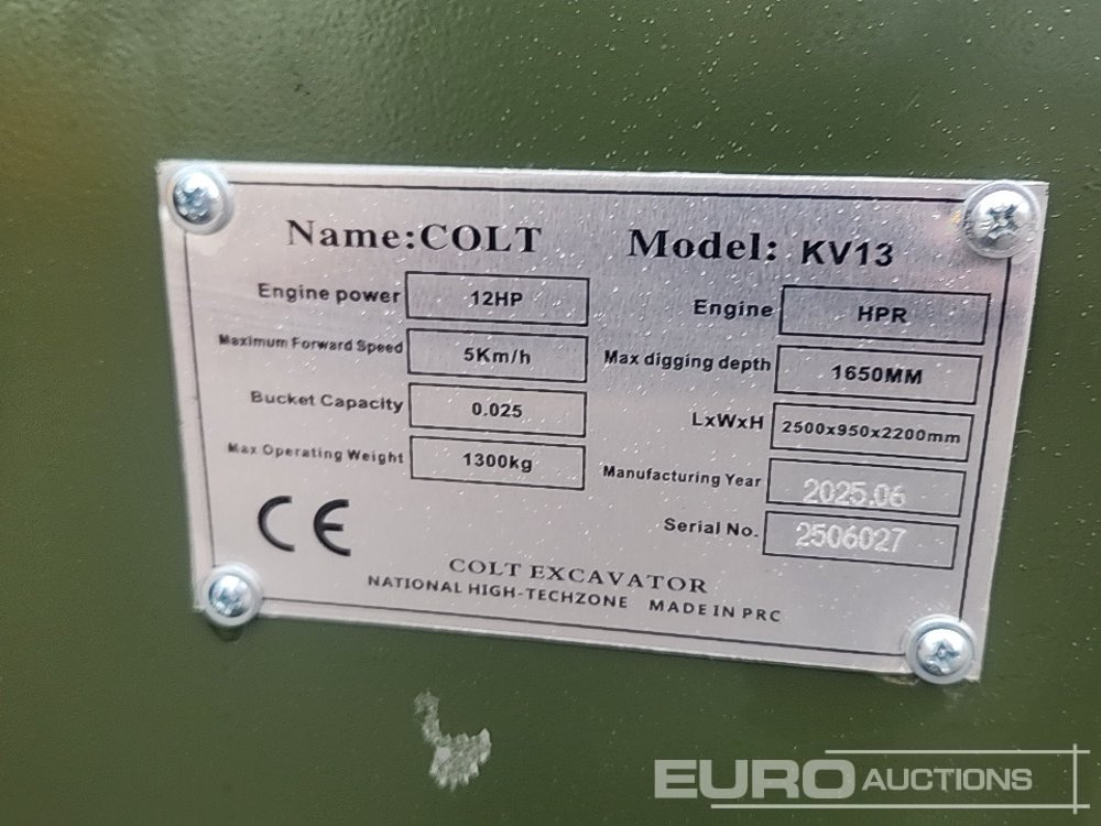 Unused 2025 Colt KV13 - Miniexcavadora: foto 2 Unused 2025 Colt KV13 - Miniexcavadora: foto 2