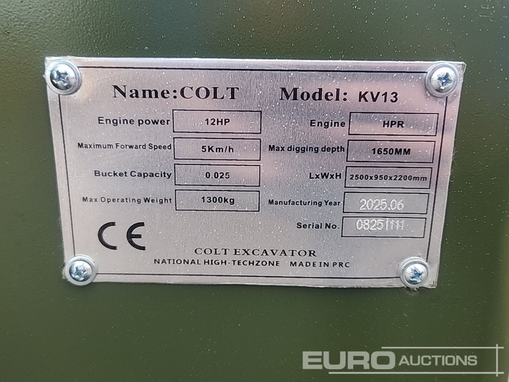 Unused 2025 Colt KV13 - Miniexcavadora: foto 2 Unused 2025 Colt KV13 - Miniexcavadora: foto 2