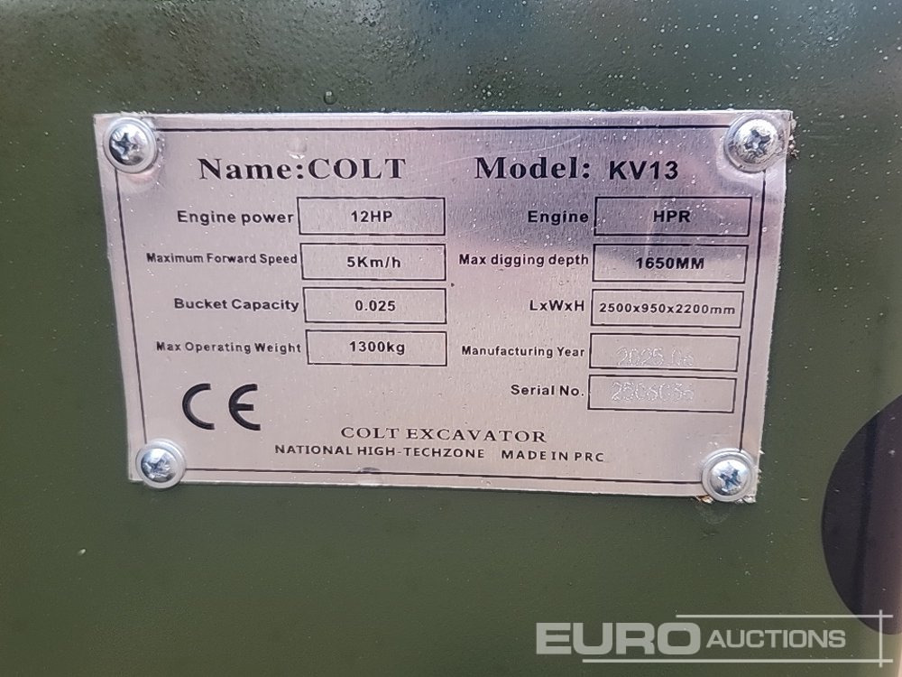 Unused 2025 Colt KV13 - Miniexcavadora: foto 2 Unused 2025 Colt KV13 - Miniexcavadora: foto 2