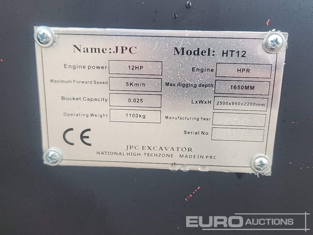 Unused 2025 JPC HT12 - Miniexcavadora: foto 2 Unused 2025 JPC HT12 - Miniexcavadora: foto 2