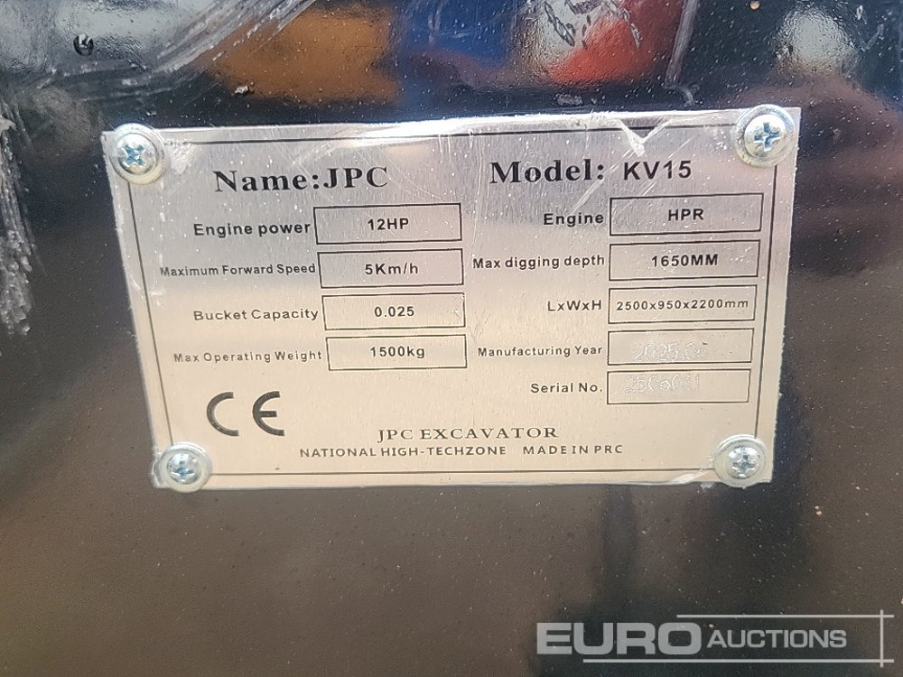 Unused 2025 JPC KV15 - Miniexcavadora: foto 2 Unused 2025 JPC KV15 - Miniexcavadora: foto 2