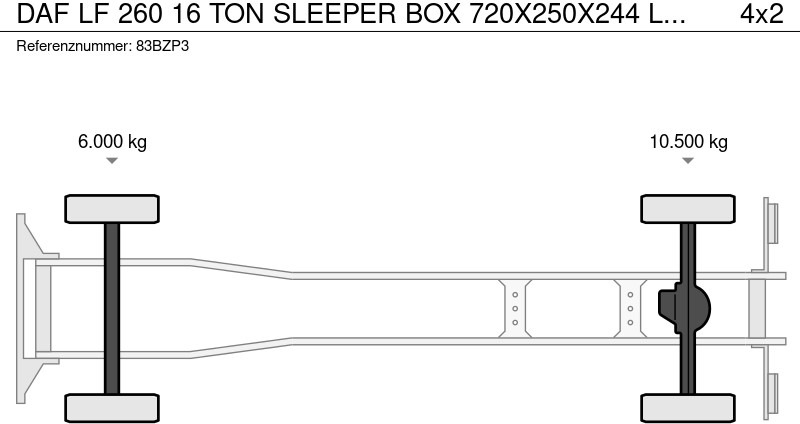 Camión caja cerrada DAF LF 260 16 TON SLEEPER BOX 720X250X244 LBW 1.5 T: foto 15