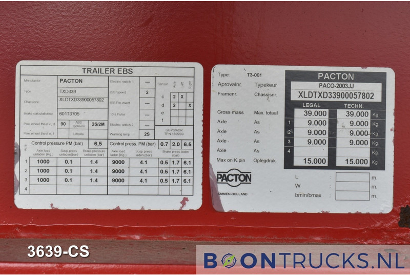 Semirremolque lona Pacton T3-001 | SLIDING ROOF * SAF / DISC * NL TRAILER: foto 16