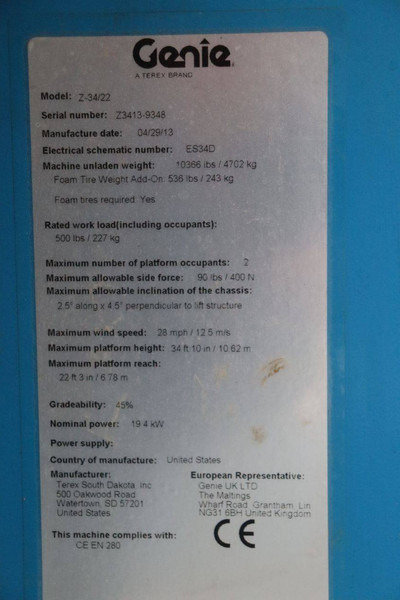 Plataforma articulada Genie Z-34/22: foto 20