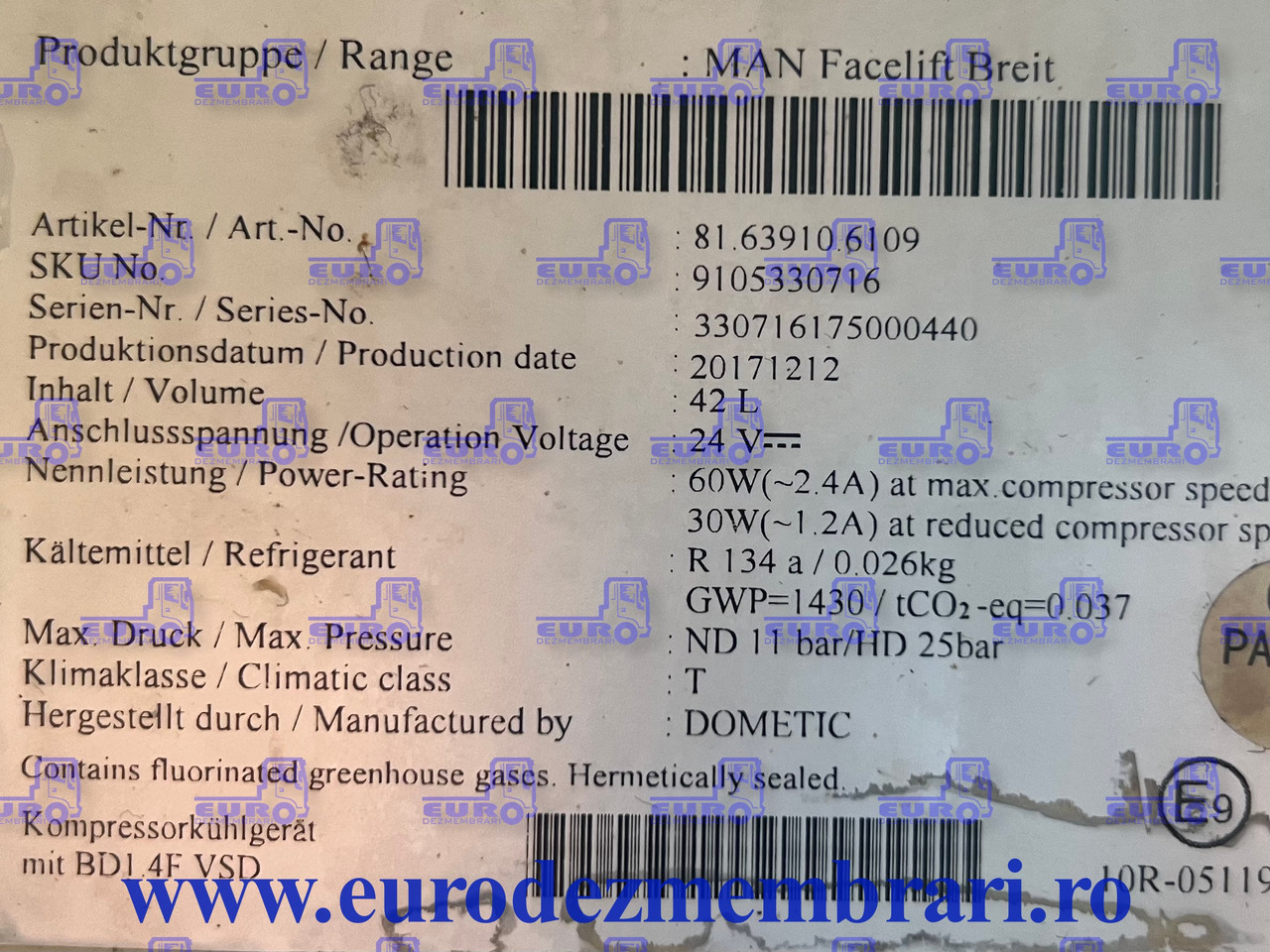 FRIGIDER MAN TGX TG2 81.63910.6109 - Cabina e interior para Camión: foto 3 FRIGIDER MAN TGX TG2 81.63910.6109 - Cabina e interior para Camión: foto 3