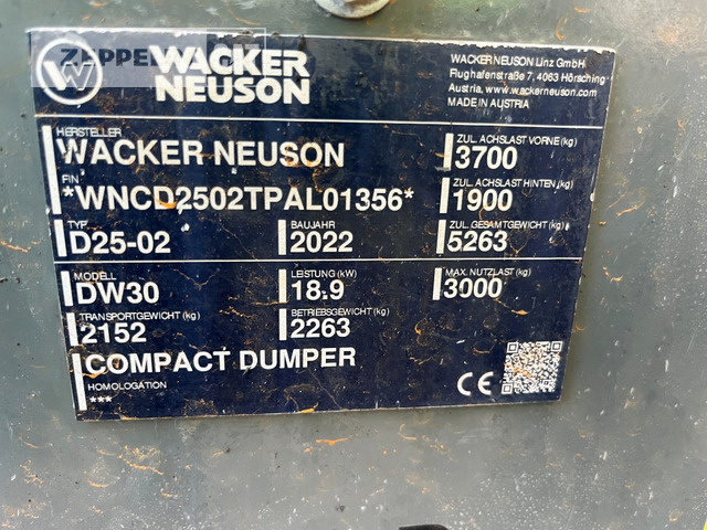 Dúmper articulado Wacker DW30: foto 15